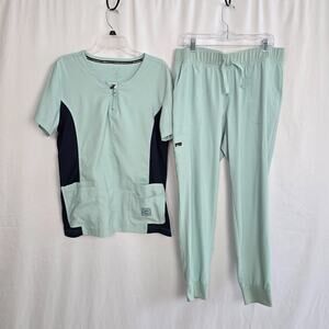 Koi Lite Medical Scrubs Set Women's XL Green Blue